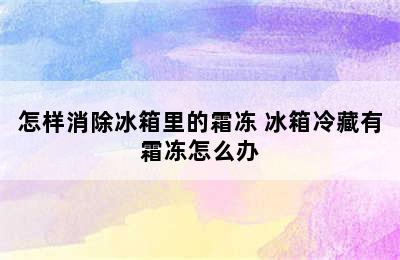 怎样消除冰箱里的霜冻 冰箱冷藏有霜冻怎么办